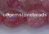 CBQ456 15.5 inches 15*20mm faceted teardrop strawberry quartz beads