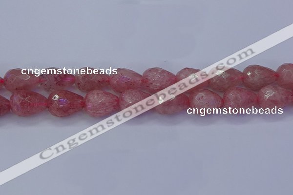 CBQ456 15.5 inches 15*20mm faceted teardrop strawberry quartz beads