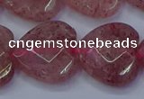 CBQ472 15.5 inches 18mm faceted heart strawberry quartz beads