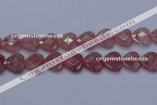 CBQ473 15.5 inches 20mm faceted heart strawberry quartz beads