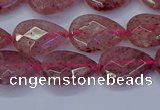 CBQ476 15.5 inches 10*14mm faceted flat teardrop strawberry quartz beads