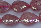 CBQ479 15.5 inches 15*20mm faceted flat teardrop strawberry quartz beads