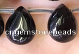 CBQ510 Top drilled 9*12mm flat teardrop natural black quartz beads