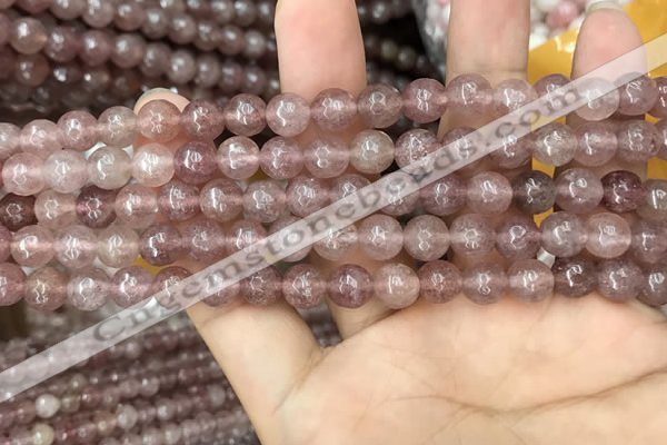 CBQ572 15.5 inches 8mm faceted round strawberry quartz beads