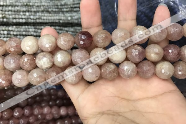 CBQ575 15.5 inches 14mm faceted round strawberry quartz beads