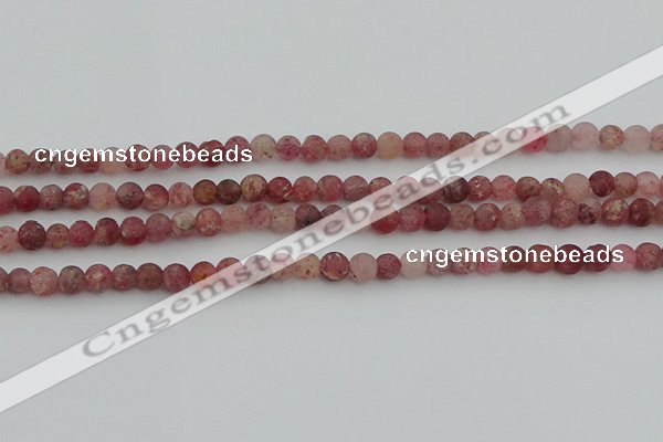 CBQ660 15.5 inches 6mm round matte strawberry quartz beads