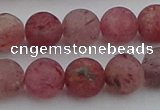 CBQ662 15.5 inches 10mm round matte strawberry quartz beads