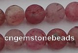 CBQ663 15.5 inches 12mm round matte strawberry quartz beads