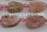 CBQ668 15.5 inches 8*12mm flat teardrop matte strawberry quartz beads