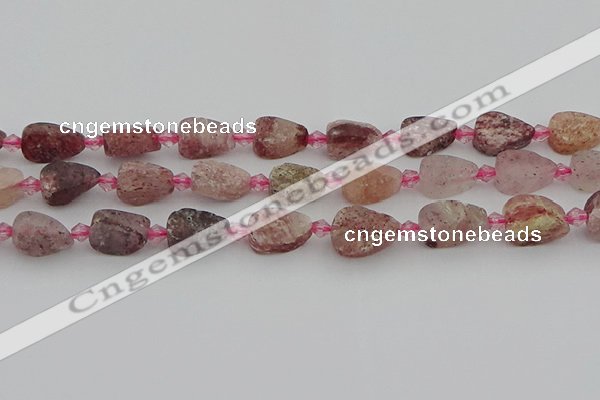 CBQ668 15.5 inches 8*12mm flat teardrop matte strawberry quartz beads