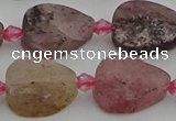 CBQ669 15.5 inches 10*15mm flat teardrop matte strawberry quartz beads