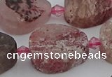 CBQ672 15.5 inches 15*20mm flat teardrop matte strawberry quartz beads