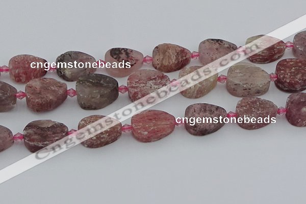 CBQ672 15.5 inches 15*20mm flat teardrop matte strawberry quartz beads