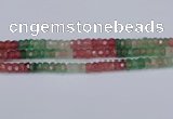 CBQ675 15.5 inches 4*7mm faceted rondelle mixed strawberry quartz beads