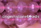 CBQ688 15.5 inches 8mm faceted round strawberry quartz gemstone beads