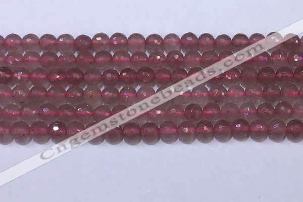 CBQ701 15.5 inches 6mmm faceted round strawberry quartz beads