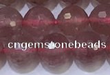 CBQ702 15.5 inches 8mmm faceted round strawberry quartz beads