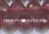 CBQ703 15.5 inches 10mmm faceted round strawberry quartz beads