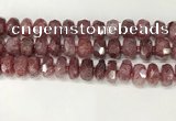 CBQ712 15.5 inches 6*12mm - 8*13mm faceted tyre strawberry quartz beads