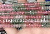 CBQ715 15.5 inches 4*6mm faceted rondelle mixed strawberry quartz beads