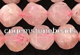 CBQ720 15.5 inches 10mm faceted nuggets strawberry quartz beads