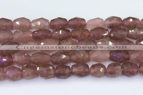CBQ760 15 inches 10*14mm faceted nuggets strawberry quartz beads