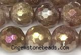 CBQ777 15 inches 10mm faceted round AB-color strawberry quartz beads