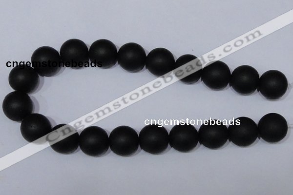 CBS07 15.5 inches 16mm round black stone beads wholesale