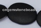 CBS11 15.5 inches 30*40mm oval black stone beads wholesale