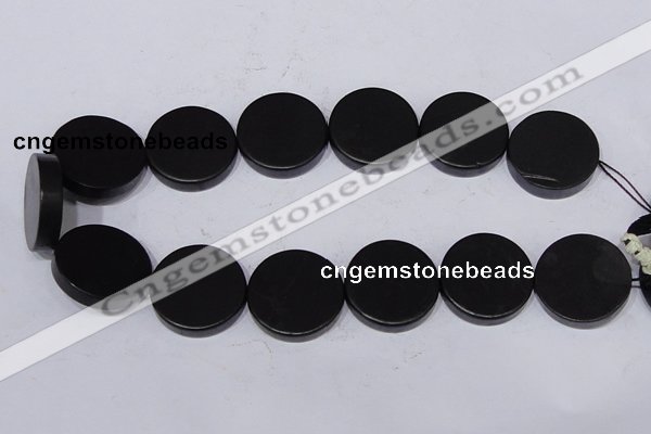 CBS20 15.5 inches 30mm coin black stone beads wholesale