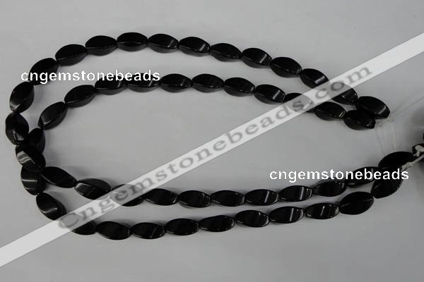 CBS214 15.5 inches 8*16mm twisted rice blackstone beads wholesale