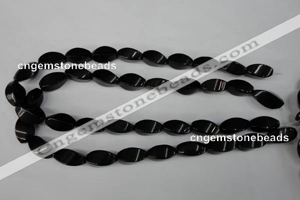 CBS215 15.5 inches 10*20mm twisted rice blackstone beads wholesale
