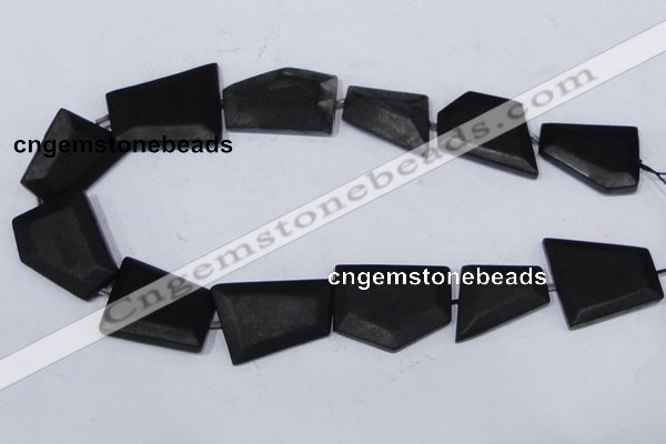 CBS24 15.5 inches 20*30mm freeform black stone beads wholesale