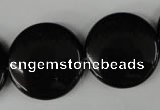 CBS245 15.5 inches 25mm flat round blackstone beads wholesale