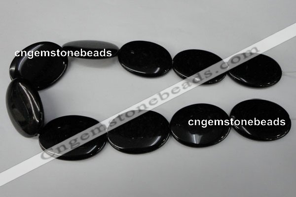 CBS256 15.5 inches 30*40mm oval blackstone beads wholesale