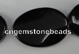 CBS260 15.5 inches 25*35mm twisted oval blackstone beads wholesale