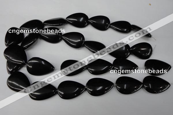 CBS268 15.5 inches 20*30mm flat teardrop blackstone beads wholesale