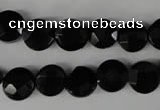 CBS292 15.5 inches 10mm faceted coin blackstone beads wholesale