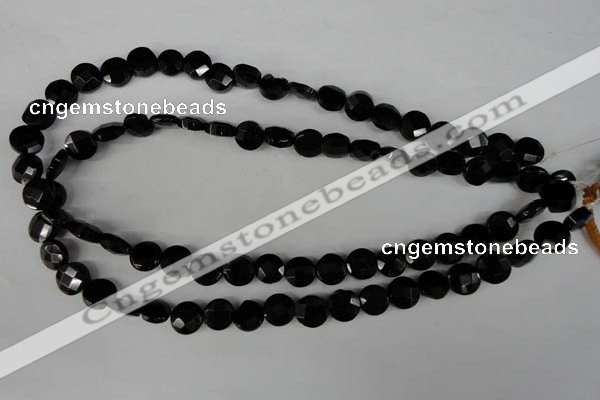 CBS292 15.5 inches 10mm faceted coin blackstone beads wholesale