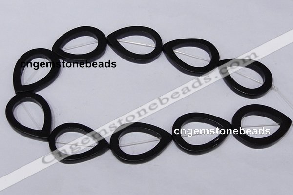 CBS30 15.5 inches 30*40mm teardrop black stone beads wholesale