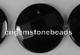 CBS300 15.5 inches 35mm faceted coin blackstone beads wholesale