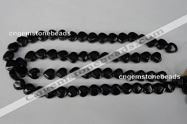 CBS303 15.5 inches 12*12mm faceted heart blackstone beads wholesale