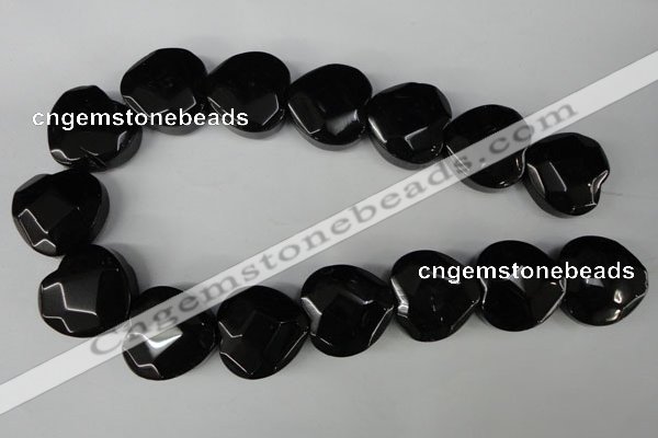 CBS308 15.5 inches 26*26mm faceted heart blackstone beads wholesale