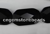 CBS320 15.5 inches 18*30mm faceted rectangle blackstone beads wholesale