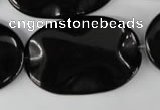 CBS325 15.5 inches 26*40mm wavy oval blackstone beads wholesale