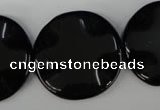 CBS330 15.5 inches 30mm wavy coin blackstone beads wholesale