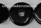 CBS338 15.5 inches 28mm donut blackstone beads wholesale