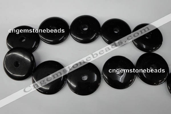 CBS340 15.5 inches 40mm donut blackstone beads wholesale