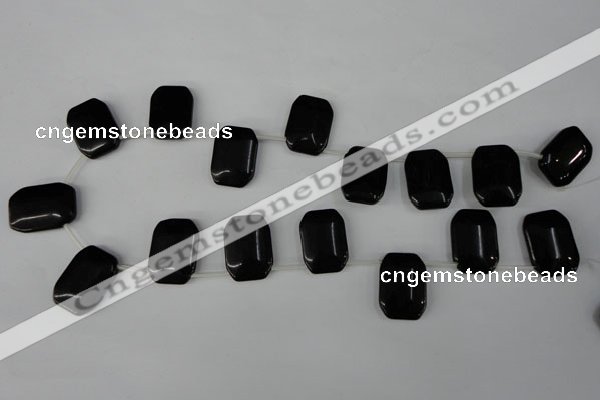 CBS345 Top-drilled 18*25mm rectangle blackstone beads wholesale