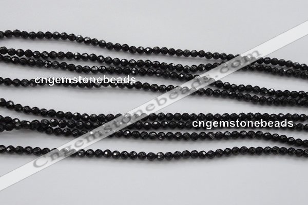 CBS503 15.5 inches 4mm faceted round A grade black spinel beads